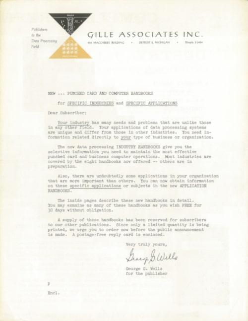 Gilles Associates Letter/Brochure