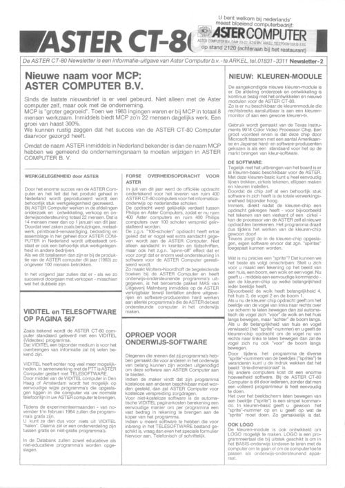 Aster CT-80 Newsletter #2