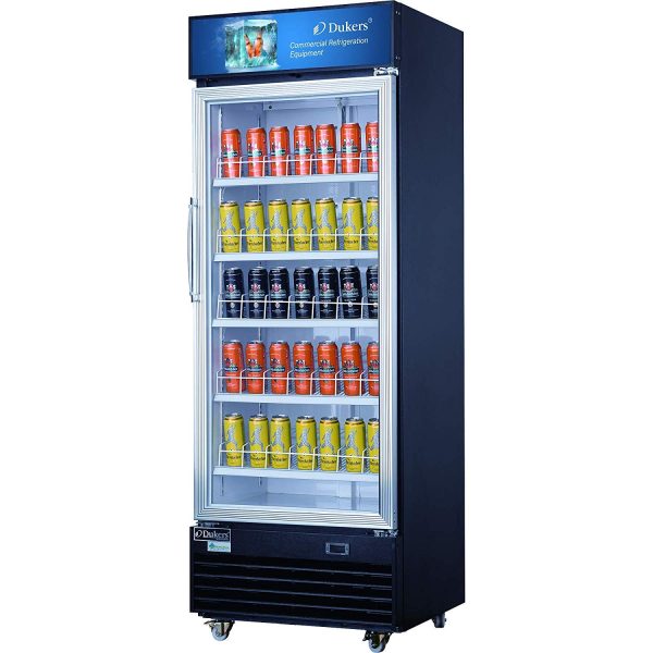 Commercial Single Swing Door Glass Merchandiser Refrigerator, Dukers LG430  | Cloud Commercial Sales