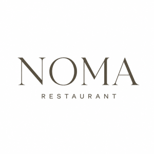 NOMA Restaurant logo featuring elegant minimalist typography with a refined circular emblem and botanical accent, representing modern fine dining.