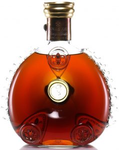 0.70L, number engraved in bottom (S8726, Baccarat); no content or abv stated; old red box with truncated prymaid lid