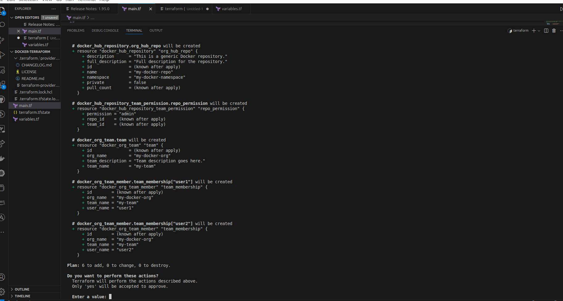 Terraform changes