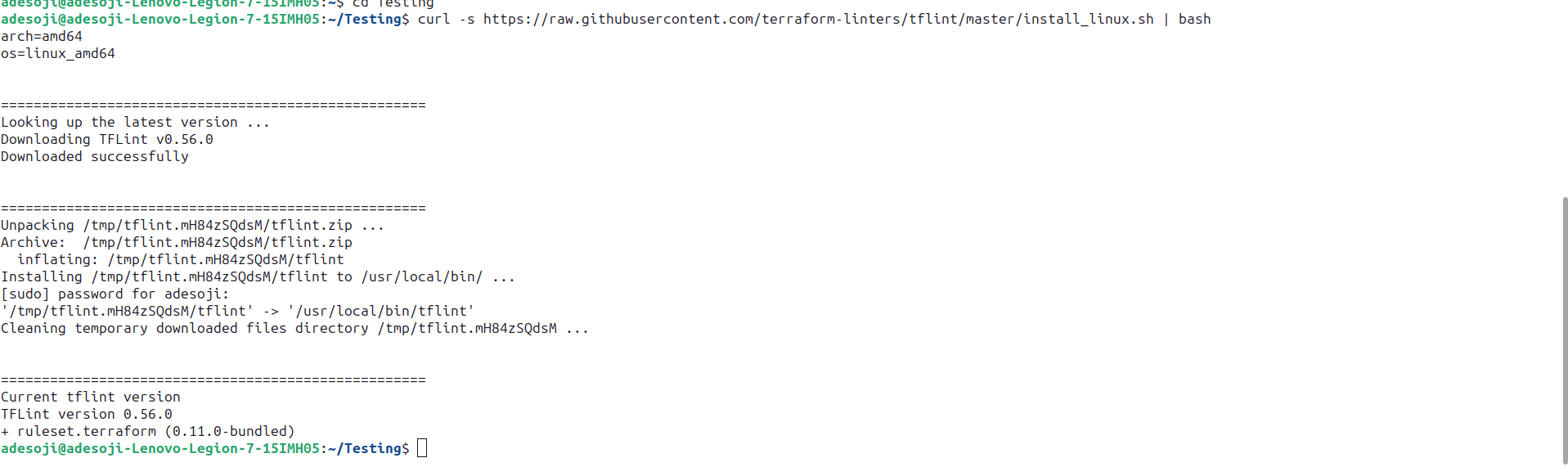 Installation linting