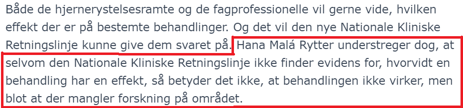 Nationale kliniske retningslinjer for hjernerystelse. Udtalelse fra daglig leder Hana Mala Rytter.