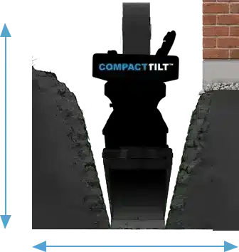 Cilinderloze Compacttilt draaikantelstuk in een smalle sleuf