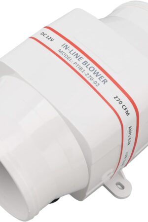 Huairdum Soplador de Aire Marino en Línea para Embarcaciones Marinas, Carcasa de ABS Sellada en Línea, 12 V de Alta Eficiencia para Ventilación de Edificios (4 Pulgadas)