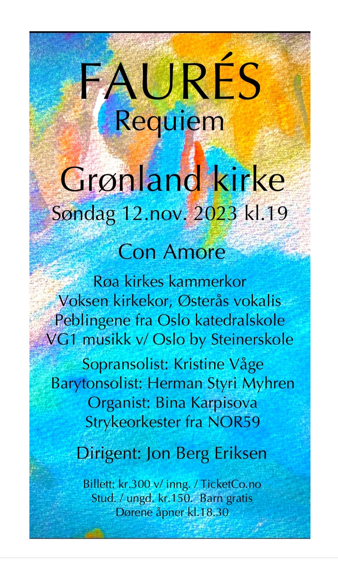 Plakat til konsert Faurés requiem, Con Amore 2023