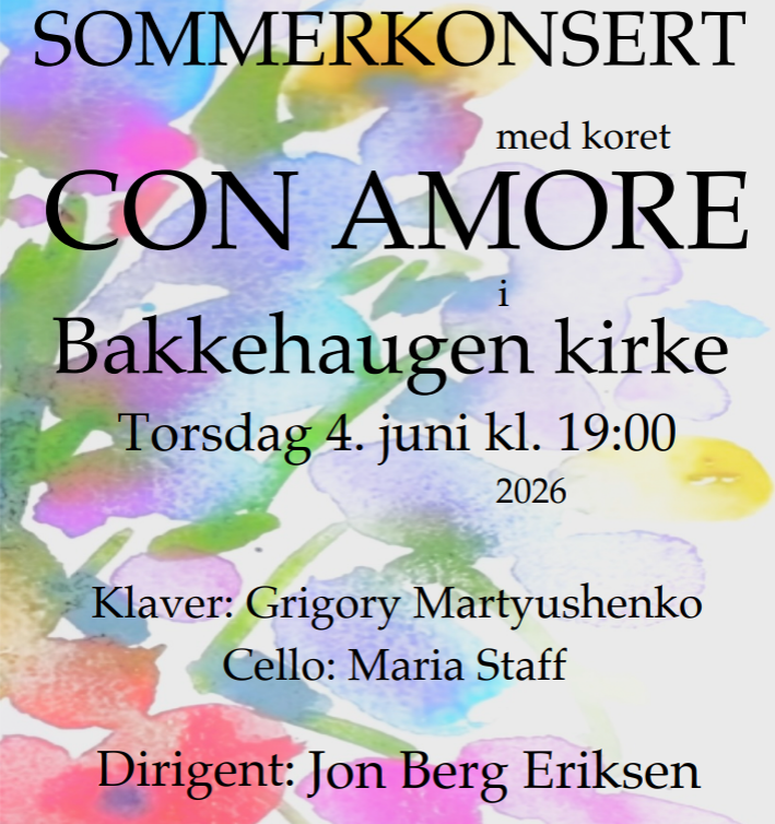 konsertplakat for sommerkonsert med Con Amore 4.6.2026