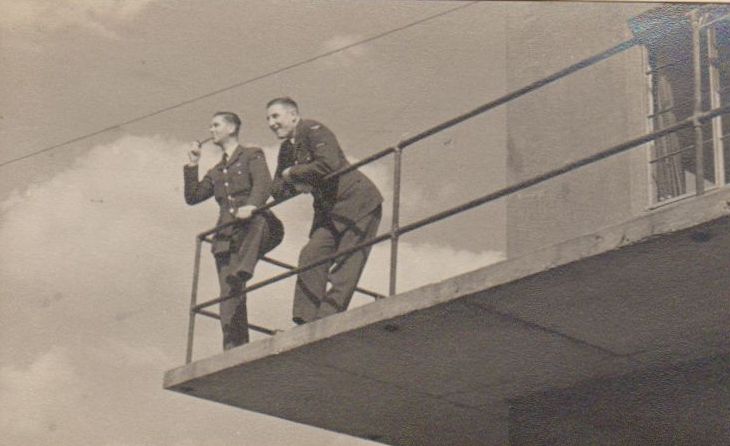FO Faulkner & LAC Harrison on duty at The Control Tower RAF North Creake