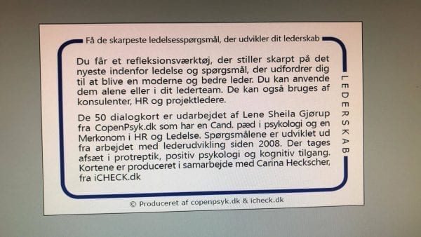 Infobeskrivelse for lederskabskort