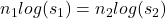 n_1log(s_1)=n_2log(s_2)