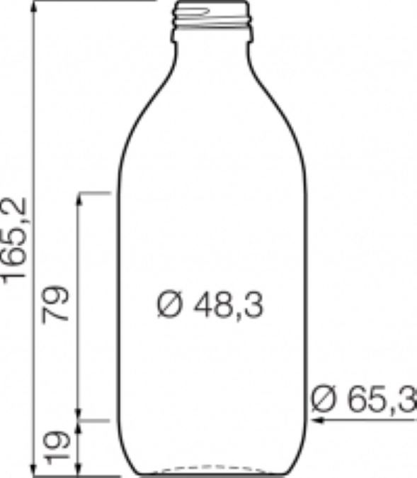 Ritning för Glasflaska Bohus som rymmer 330ml
