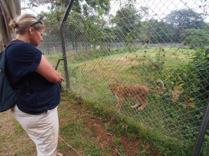P1301666 - Patricia en leeuwtje Entebbe dierentuin