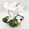 Aisamco Flores de orquídeas Artificiales con Maceta Blanca Flores de Phalaenopsis Falsas de plástico con Maceta Flor Artificial para la decoración de la Oficina de la Boda en el hogar - Imagen 3