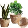 Sayiant Maceta natural tejida a mano con plantas de ratán de trazador de líneas cestas de flores tejidas, pequeñas, medianas, grandes, 3 unidades