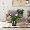 PECZEKO Macetas decorativas para flores y hierbas, duraderas y ligeras, redondas, de plástico, para salón y comedor, cocina, balcón, juego de 2 unidades (negro/blanco, diámetro 19 cm) - Imagen 3