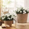 Sayiant Maceta natural tejida a mano con plantas de ratán de trazador de líneas cestas de flores tejidas, pequeñas, medianas, grandes, 3 unidades - Imagen 6