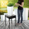 KADAX Macetero de plástico, macetero para flores, interior y exterior, jardín, balcón, terraza, casa, resistente a la intemperie, imitación de ratán (46,5 cm de altura, blanco mate) - Imagen 6