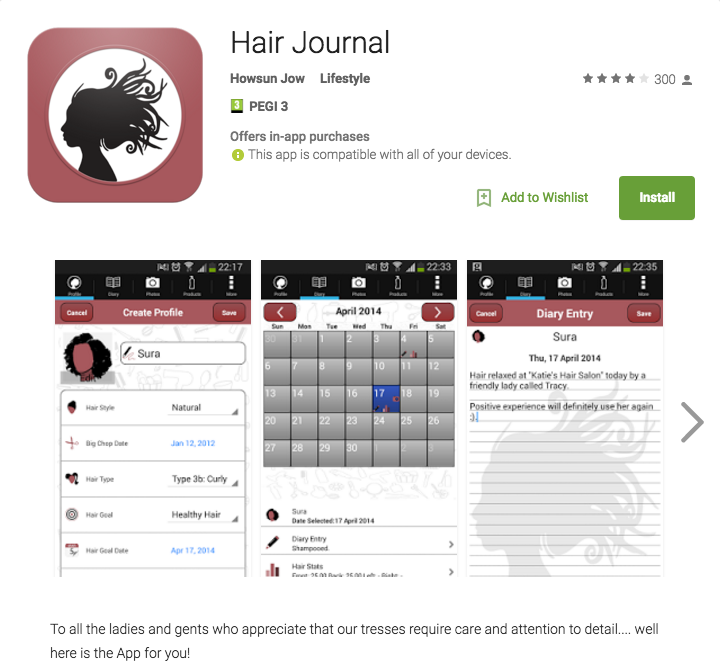 Hair Journal app