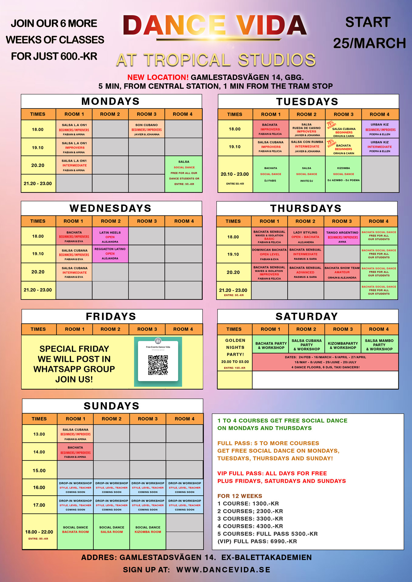 Dance Vida dance Schedule 2024