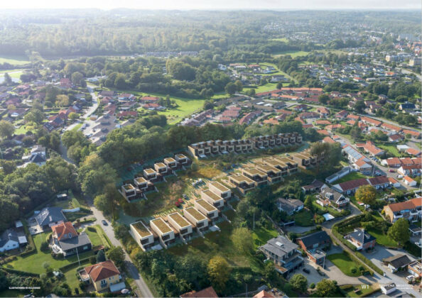 Fjordskolen i Aabenraa omdannes til 40 boliger. Visualisering: Arkitema.