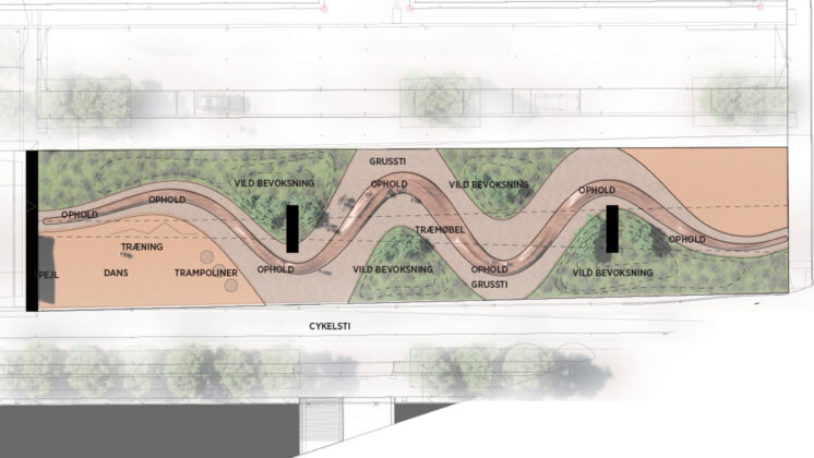 Nu får København byrum til piger. Det etableres under Orientkajs metrohøjbane. Visualisering: By & Havn.