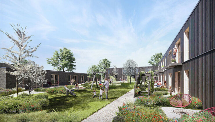Bo-Vita og Svanen Gruppen bygger 175 boliger i Kregme syd for Frederiksv&aelig;rk. Visualisering: KHR Architecture.