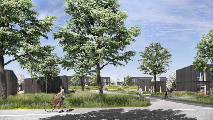Bo-Vita og Svanen Gruppen bygger 175 boliger i Kregme syd for Frederiksv&aelig;rk. Visualisering: KHR Architecture.