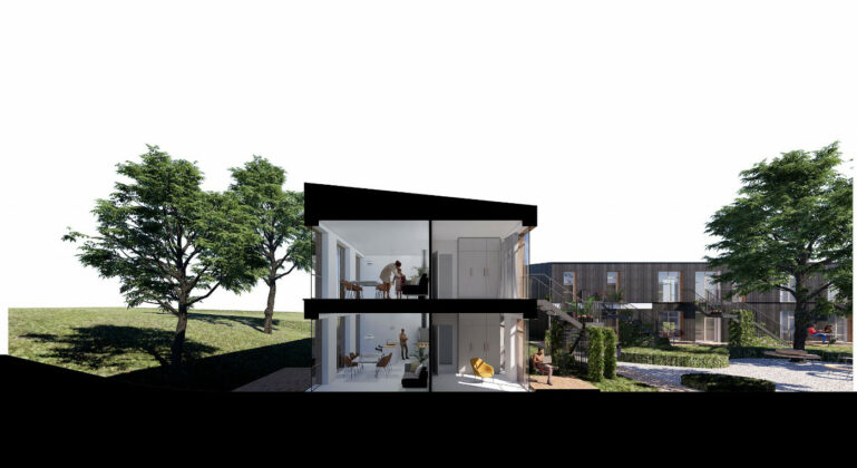 Bo-Vita og Svanen Gruppen bygger 175 boliger i Kregme syd for Frederiksv&aelig;rk. Visualisering: KHR Architecture.