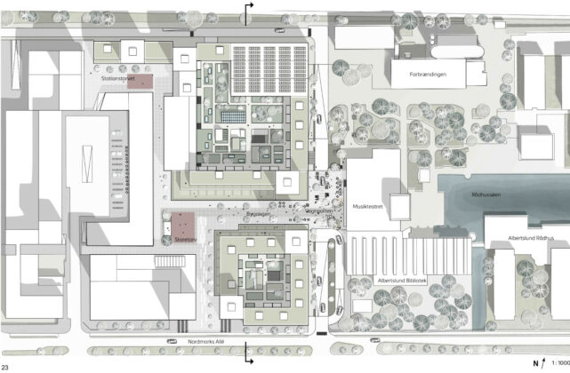 Masterplan for Albertslund Centrum i høring. Situationsplan fra masterplanen.