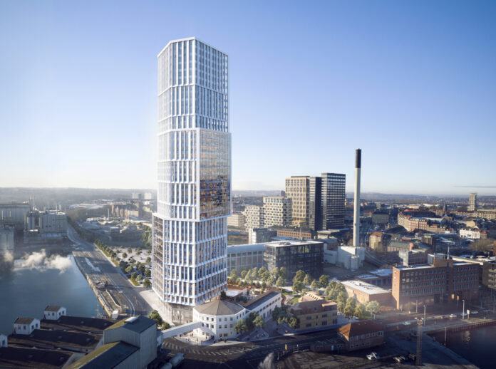 C.F. Møller Architects har tegnet Danmarks højeste kontorbygning, som opføres på Mindet på Aarhus Havn af Aarsleff for Ejendomsselskabet Olav de Linde.
