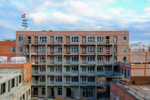 Bofællesskabet Grønne Eng i Ørestad Syd melder udsolgt. I denne uge var der rejsegilde. Foto: PR.