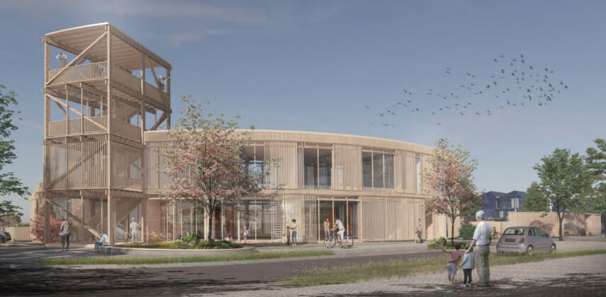 Vejle Kommune vil bygge en ny daginstitution på Nordholmen i Ny Rosborg i Vejle. Visualisering: Tegnestuen Vandkunsten.