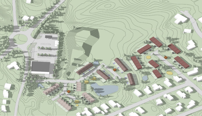 Rema 1000 skal bygge boliger i Nr. Asmindrup. Visualisering fra lokalplanforslaget.