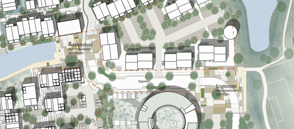 Som en central del af Nordholmen etableres en bygade og to kvarterspladser. Visualisering: Lytt Architecture.