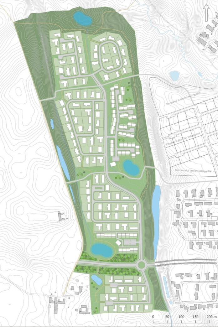 Yderligere 175 boliger i Vadstedområdet i Hammel. Vejledende illustrationsplan fra lokaplanforslaget.
