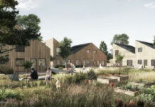 Prisen stiger på alment boligbyggeri mellem Holbæk og Jyderup Boligselskabet Sjælland står bag projektet Alkes Have i Knapstrup mellem Holbæk og Jyderup. Visualisering: WE Architecture.