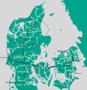 Energinet skal bygge syv nye biogasanlæg i henholdsvis i Haverslev, Herning, Vissenbjerg, Køge, Nørskov, Frøslev og Selskær. Illustration: Energinet.