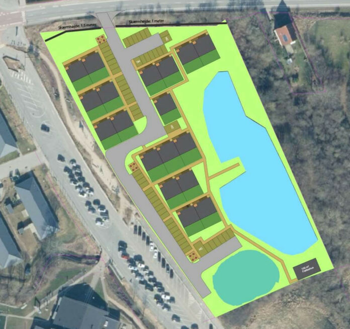 Nielsen & Nielsen Ejendomme står bag planen om et nyt boligområde med rækkehuse ved Rugårdsvej og Idrætsvej i Morud. Illustration fra lokalplanen / Nordfyns Kommune.