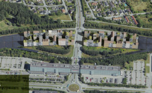 Ved en overdækning af Amagermotorvejen kan der skabes en ny bydel med 100.000 kvadratmeter byggeri ved Avedøre Havnevej. Visualisering: KI Rådgivende Ingeniører, Lützen Arkitekter og Atkins Danmark.