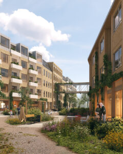For Københavns Kommune skal FSB bygge to nye plejehjem i Husum Haveby. Visualisering: Mangor & Nagel - en del af Aart.