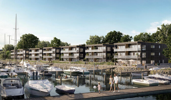 JCN Bolig og NPV bygger lejligheder i projektet ThurinerHusene på Thurø ved Svendborg. Visualisering: Vilhelm Lauritzen Arkitekter.