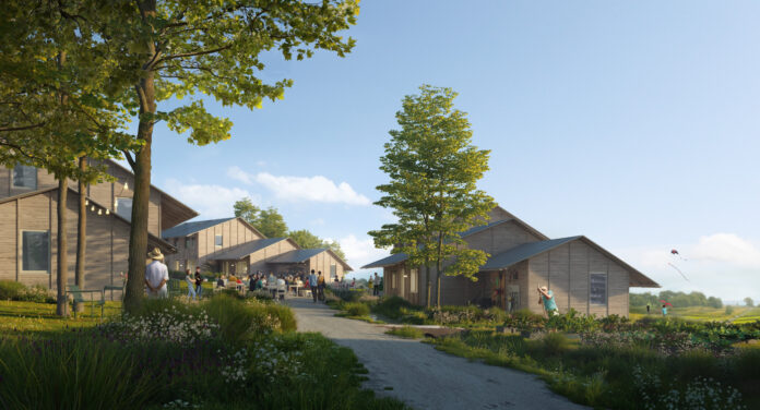 Hyldegaard Høje i Lejre bliver et af Danmarks største bofællesskaber. Illustration: Effekt Arkitekter.