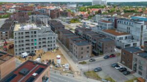 I Viborg Baneby bygger Dansk Boligbyg 51 lejeboliger for Ejegod Ejendomme og Vinding Gruppen. Der er netop afholdt rejsegilde på det store boligprojekt. Foto: PR.