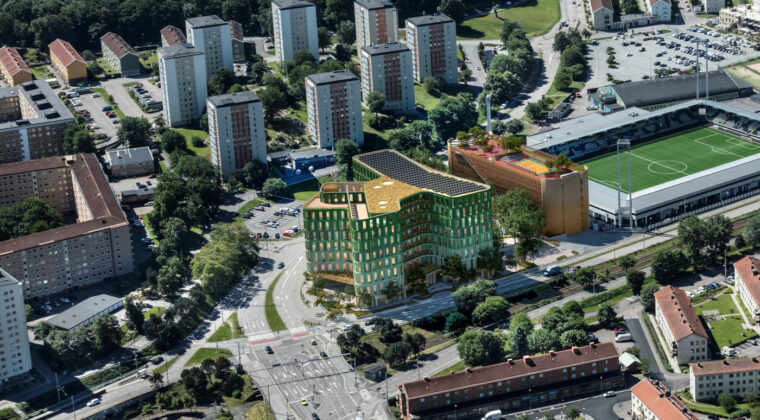 Västfastigheter bygger et nyt lokalhospital på Wieselgrensplatsen i Gøteborg. Visualisering: Wingårdhs, Vilhelm Lauritzen Arkitekter og Sydväst Arkitektur og Landskap,