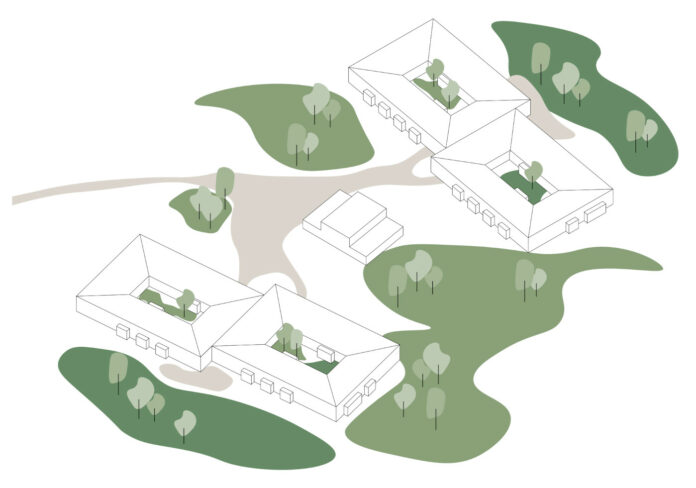 Volumenskitse af botilbuddet nye Agerbækhuse. Visualisering: Rubow Arkitekter.