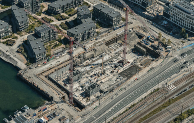 AP Pensions kommende kontorbyggeri på Marmormolen i Nordhavn opføres med massivt træ i de bærende konstruktioner. Foto: PR.