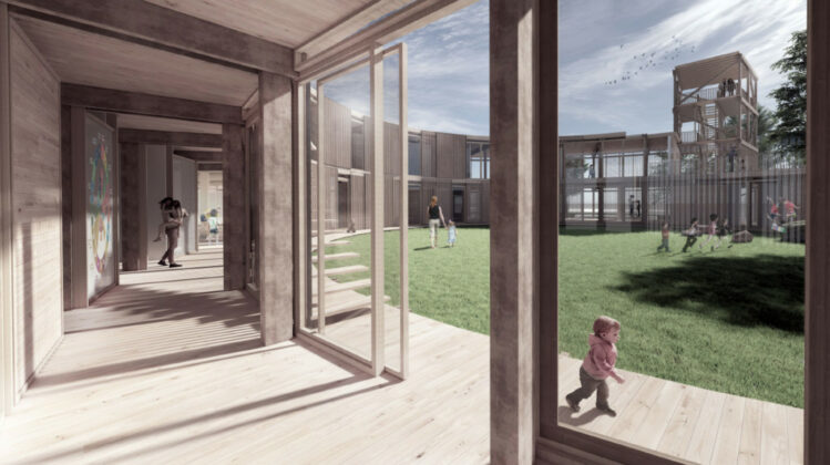 "Verdens Vidunderligste Daginstitution" skal bygges på Nordholmen i Ny Rosborg i Vejle. Visualisering: Tegnestuen Vandkunsten.
