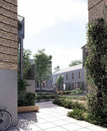 Dansk Boligbyg bygger almene boliger for Vores Bolig i Vinge ved Frederikssund. Visualisering: Mangor & Nagel - En del af Aart.