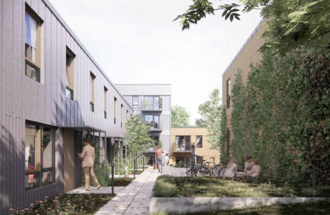 Dansk Boligbyg bygger almene boliger for Vores Bolig i Vinge ved Frederikssund. Visualisering: Mangor & Nagel - En del af Aart.